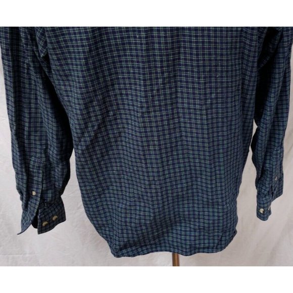 Roper XL Green Blue Check Long Sleeve Button Down Heavyweight Western Shirt - Picture 9 of 11